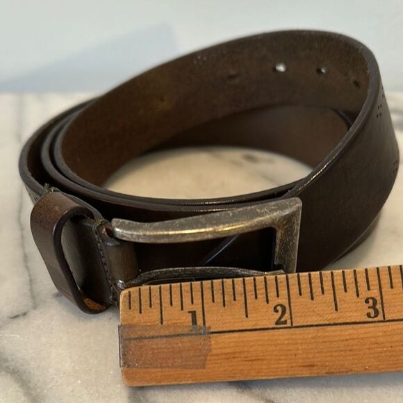 Allen Edmonds Men's Dark Brown Leather Belt detailed edges sz 44 Italy - Picture 8 of 13